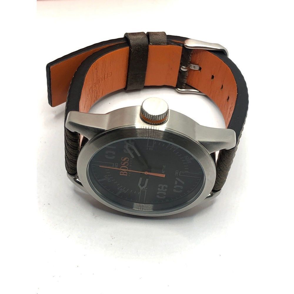 Hugo Boss HB.291.1.14.184 Unisex Brown Leather Analog Black Dial Watch HK480 - Picture 8 of 10